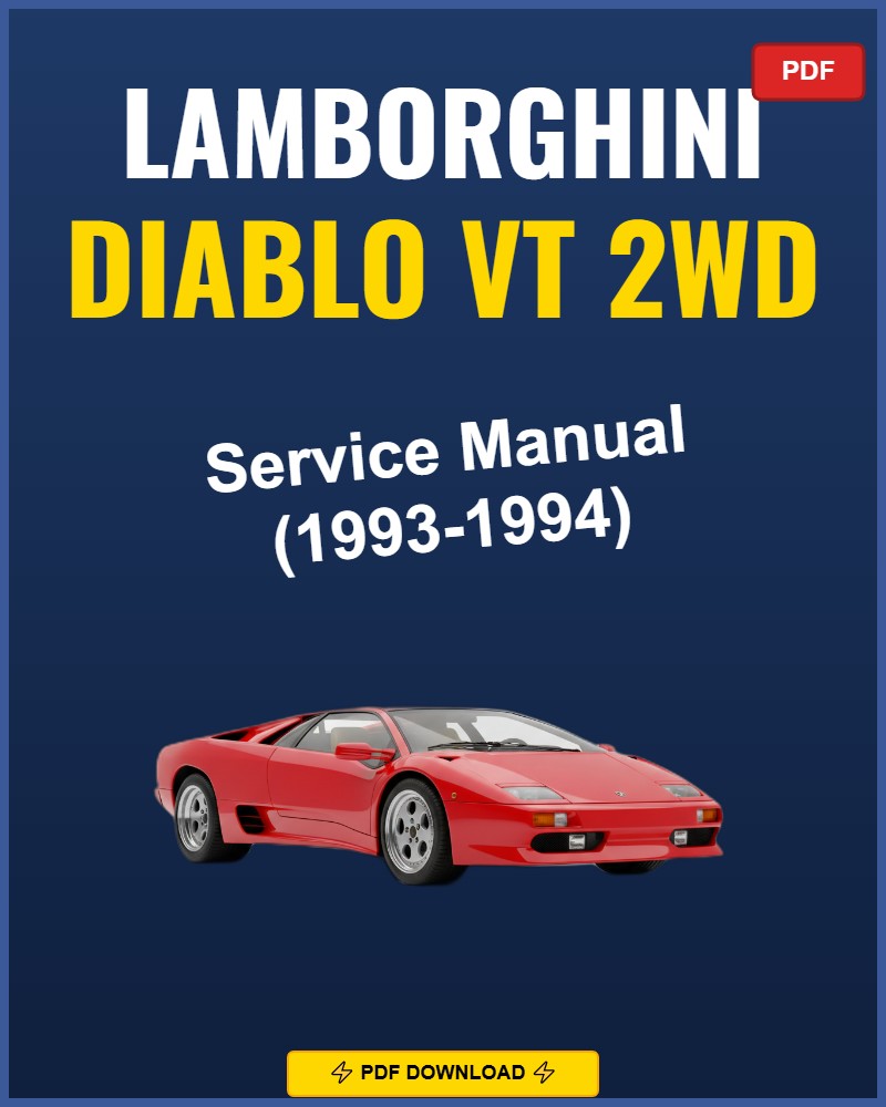 Lamborghini Diablo Vt 2Wd 1993-1994 Repair Workshop Manual | 1993 1994